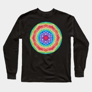 Psychedelic Kaleidoscopic Multi-Color Mandala Number 2 Circle Long Sleeve T-Shirt